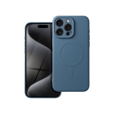 Husa iPhone 15 Pro, Magsafe, Protectie Camera, Microfibra La Interior, Albastru